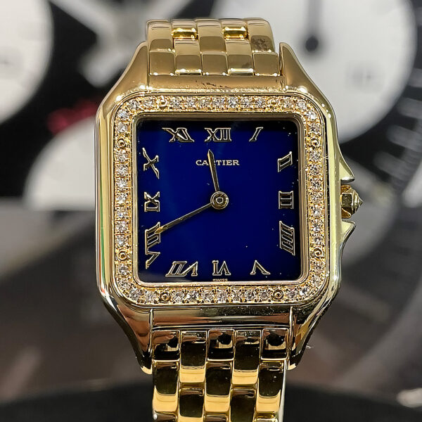 Cartier Panthère Carrè Yellow Gold Large Size Blue Dial